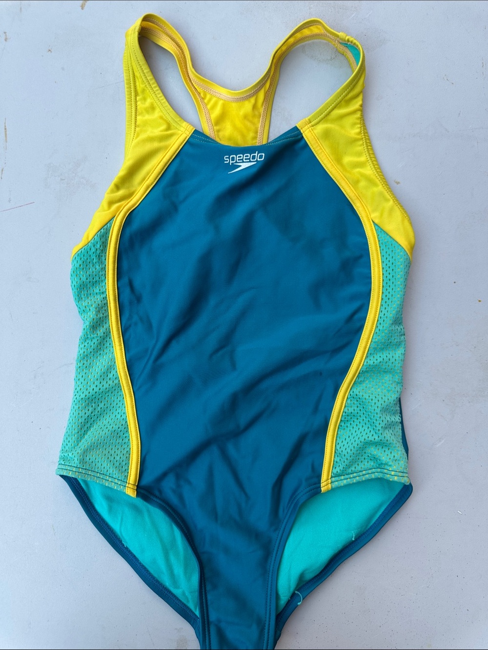 Speedo Teal Yellow Girls One-Piece Swimsuit